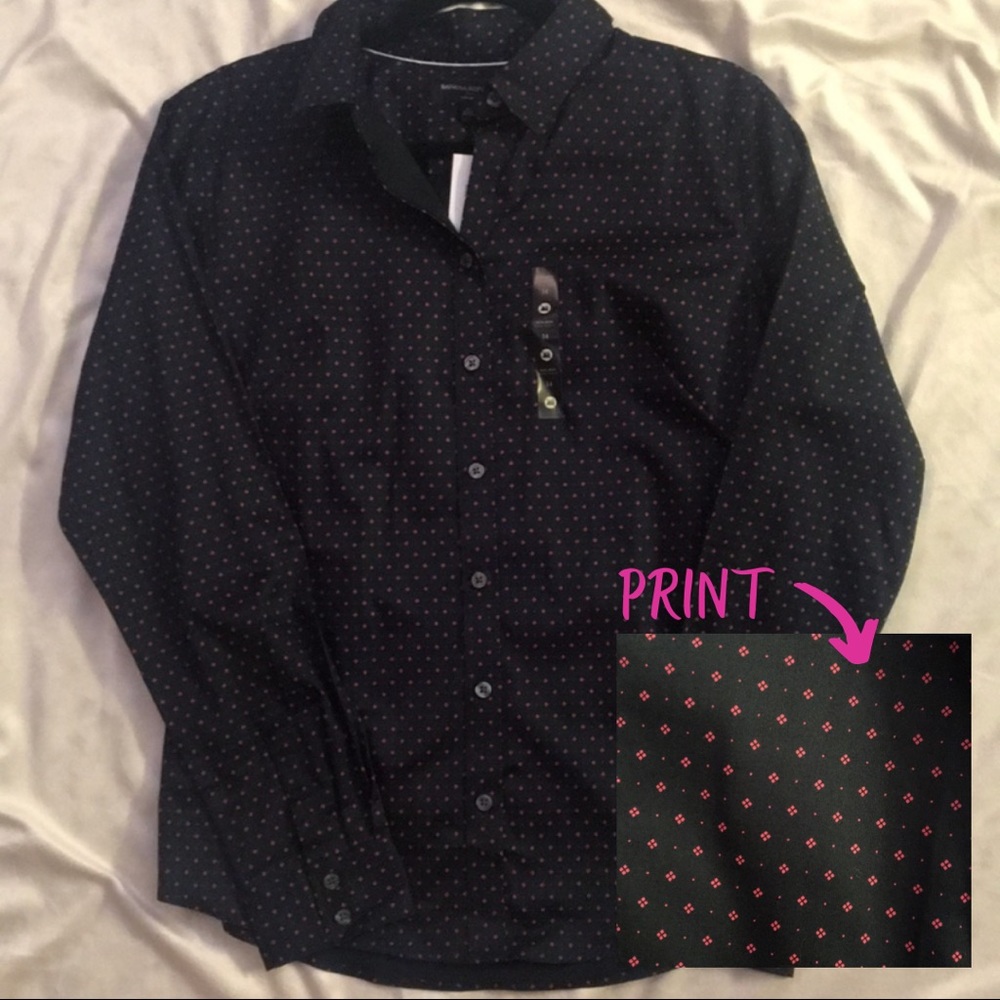 *NEW* Navy & Pink Geo Print Tailored Shirt